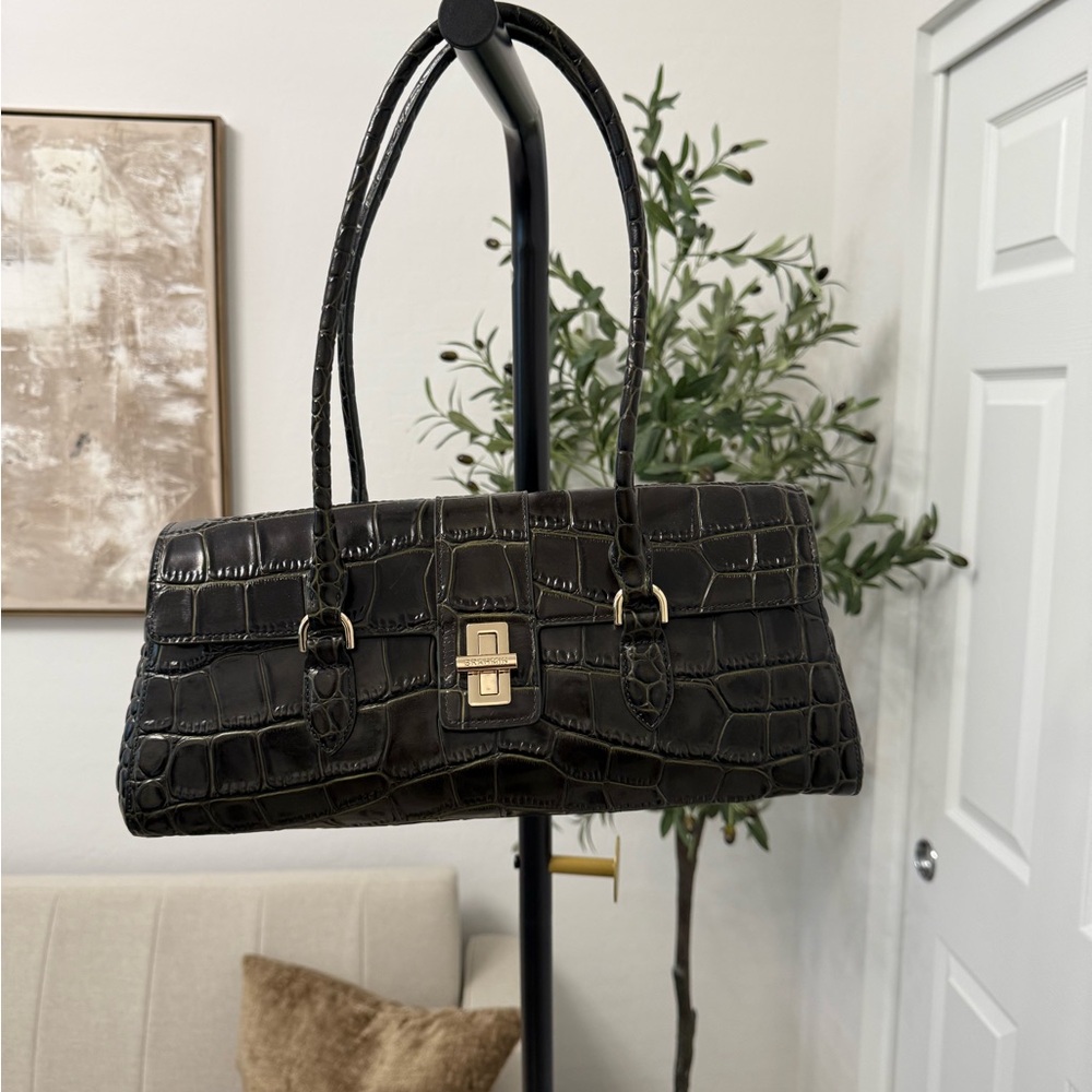 Brahmin Green Crocodile-Embossed Bag